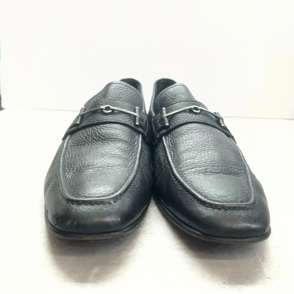 Bally Switzerland Styleflex Black Pebbled Leather Horsebit Loafers Mens Size 13D